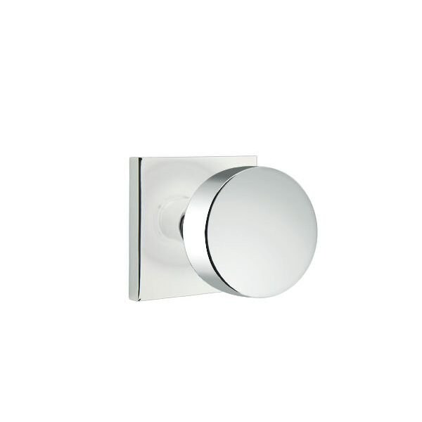 Emtek Round Knob 2-3/8 in Backset Privacy w/Square Rose for 1-1/4 in to 2 in Door Polished Chrome Finish 5210ROUUS26 - main
